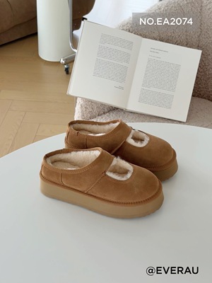 EVERAU澳洲雪地靴2025新款女士厚底拖鞋时尚2074
