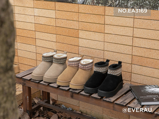 Ever女鞋2024冬季新款时尚雪地靴厚底增高加绒保暖棉鞋A3169