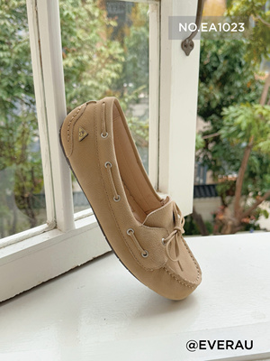 EVERAU澳洲2025春季新款豆豆鞋女款磨砂牛皮平底一脚蹬单鞋EA1023