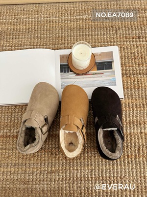 Ever勃肯鞋皮毛一体加绒冬鞋女款保暖防滑耐磨2025