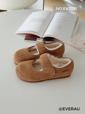EVERAU玛丽珍雪地靴女2025冬季新款羊毛保暖加绒棉鞋7091