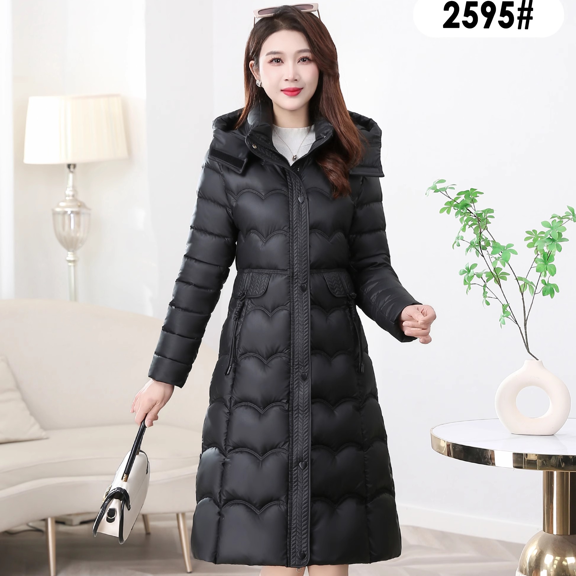 冬季连帽羽绒棉服棉衣外套女2025新款加厚中长款过膝中年妈妈棉服