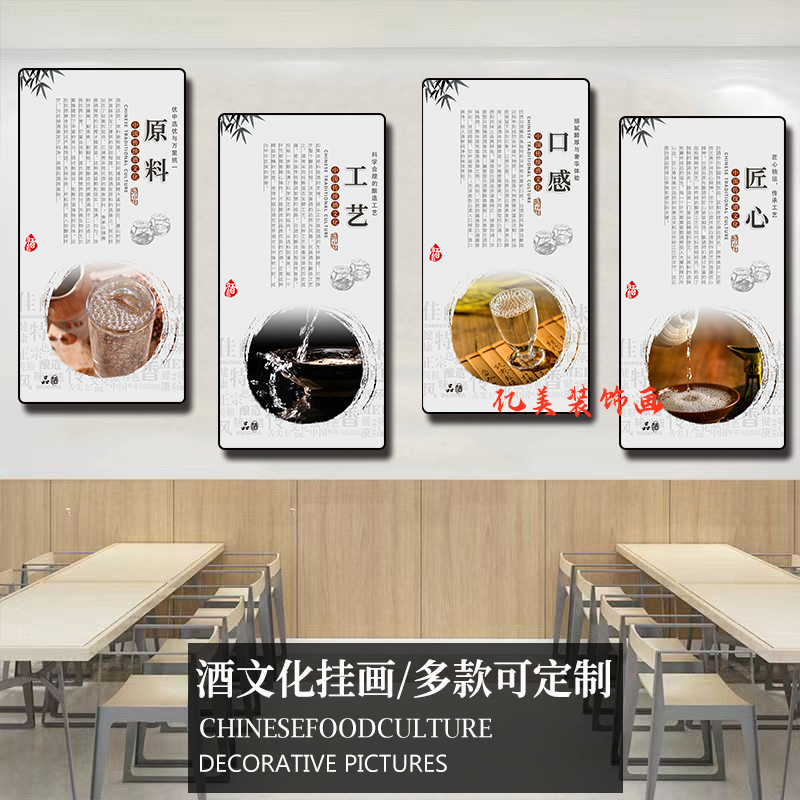 白酒文化宣传挂画酱香酒知识白酒酿造工艺装饰画酒厂酒庄壁画海报图片