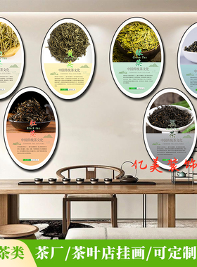 茶叶店装饰画六大名茶绿茶红茶白茶宣传挂画茶叶厂茶馆茶室贴画