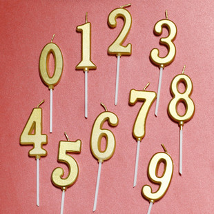 烘焙蛋糕装饰数字0 1 2 3 4 5 6 7 8 9插牌 生日装扮金色蜡烛插件