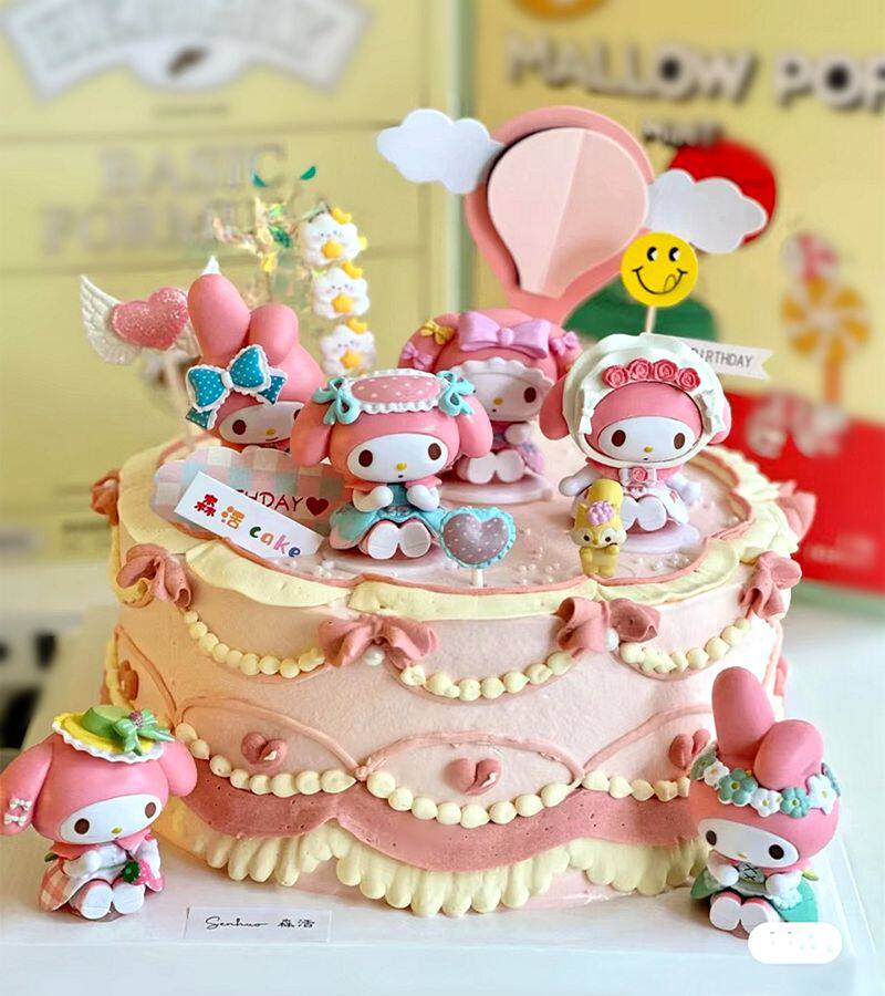 儿童女生蛋糕装饰三丽鸥美乐蒂蛋糕摆件烘焙装扮茶话会美乐蒂手办