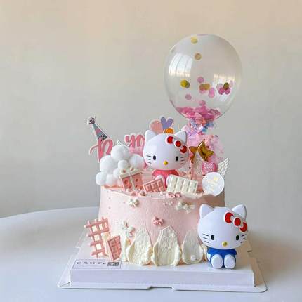 卡通少女hellokitty摆件KT猫蛋糕装饰烘焙装饰装饰凯蒂猫生日插牌