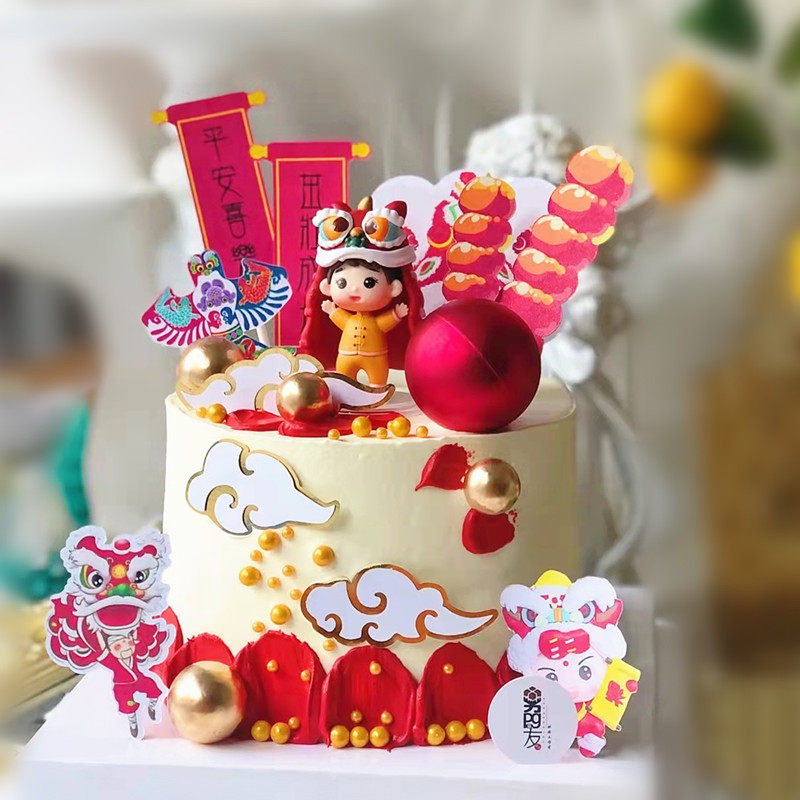 国风舞狮男孩娃娃玩偶摆件儿童宝贝男孩女孩装饰玩偶抱锦鲤女孩