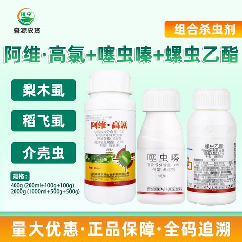 梨树抗性梨木虱蚜虫飞虱蚧壳虫杀虫剂阿维高氯螺虫乙酯噻虫嗪组合