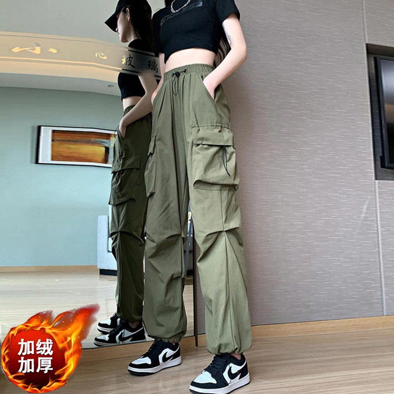 美式复古工装裤子女春夏秋冬2025新款宽松阔腿hiphop爵士舞冲锋裤