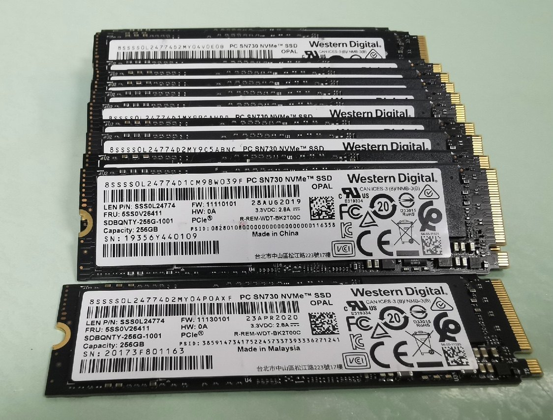wd/西部数据 ssd sn730 256g ssd nvme pcie m.2 固态硬盘 西数