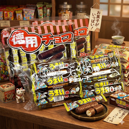 日本Riska德用巧克力棒30枚/Yaokin好吃棒巧克力味酥脆玉米涂层