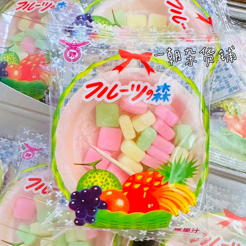 日本 共亲制果chiikawa零食青苹果香蕉混合水果软糖怀旧糖果零食