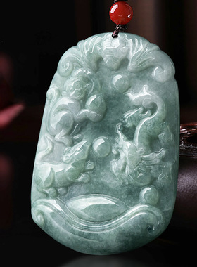 天然缅甸a货玉石属相挂绳吊坠牛