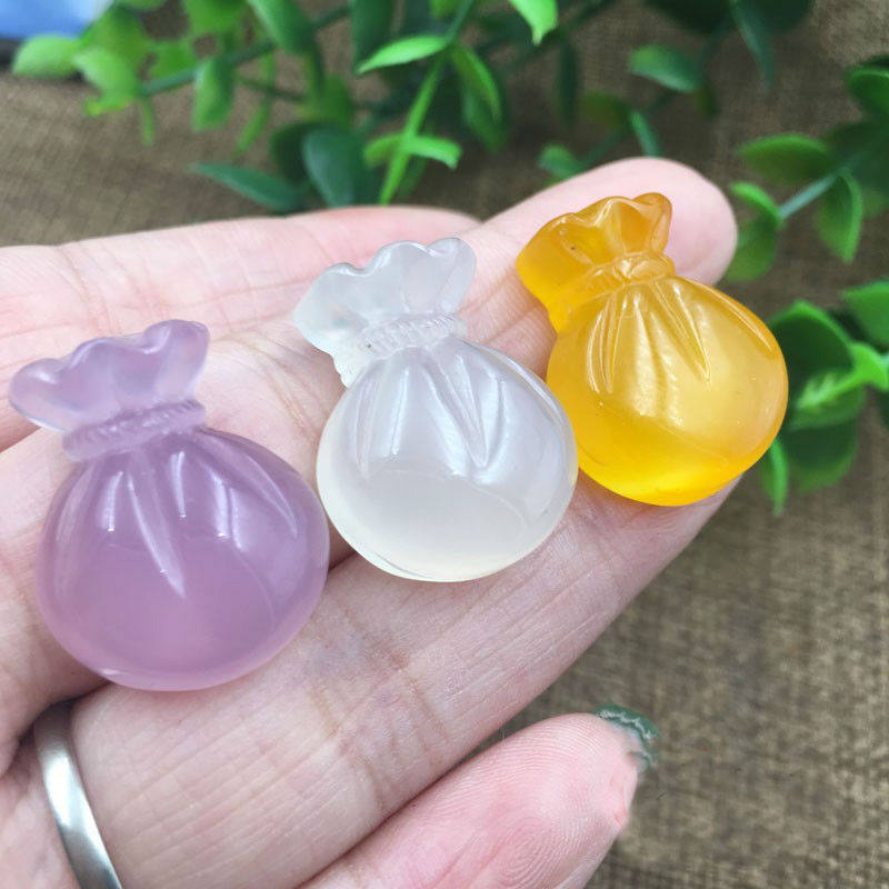 天然冰种玉髓小福袋吊坠迷你可爱钱袋玉佩玉坠送礼男女款挂饰挂件