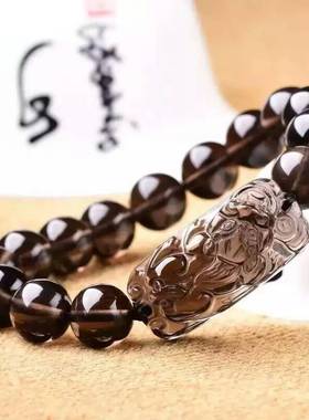 彩虹眼黑曜石冰种招财转运佛珠