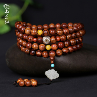 古韵吉祥本命佛手串 海南黄花梨108颗手链佛珠男老料海黄女款项链