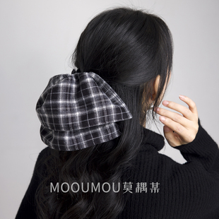 格子系列双层发夹抓夹子马尾夹黑白红色百搭盘发后脑勺裙摆发饰