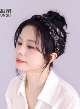 小众设计《枯叶黑》发带皱缎精致