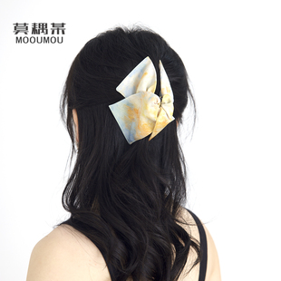 《黄蓝忆梦》撞色晕染三角抓夹贝壳半扎发夹子鲨鱼夹后脑勺发卡