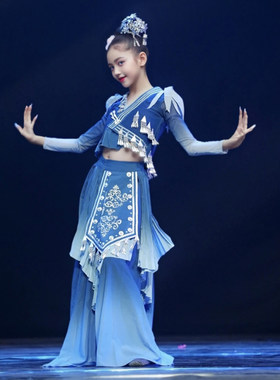 定制苗族少儿艺考花儿舞蹈演出服