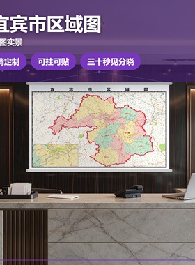 宜宾市 现代简约装饰画 办公室挂画 定制地图挂图