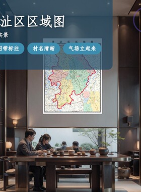 湾沚区区域图 现代简约装饰画 办公室挂画 定制地图挂图