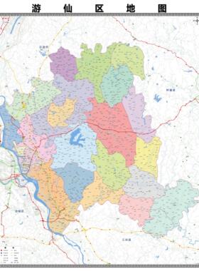 游仙区区域县市地图街道分布地区区域图办公室贴图挂图