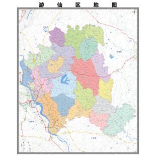 游仙区区域县市地图街道分布地区区域图办公室贴图挂图