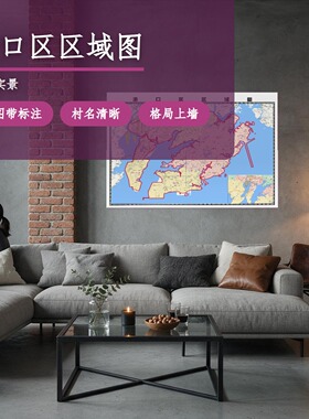港口区区域图 现代简约装饰画 办公室挂画 定制地图挂图