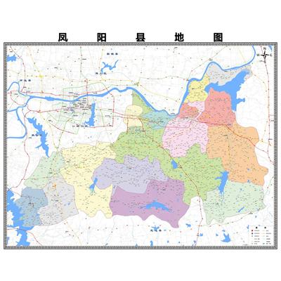 凤阳县市区域县市地图街道分布地区区域图办公室贴图挂图