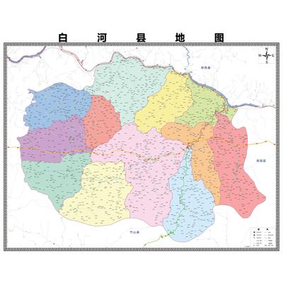 白河县区市区域县市地图街道分布地区区域图办公室贴图挂图