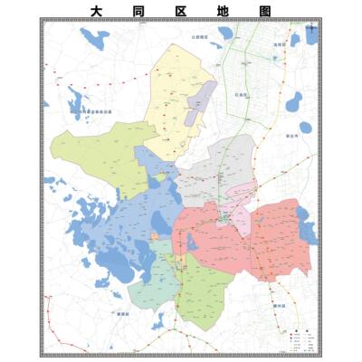 大同区区域县市地图街道分布地区区域图办公室贴图挂图
