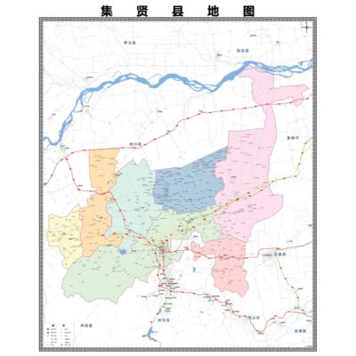 集贤县区域县市地图街道分布地区区域图办公室贴图挂图
