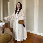 加厚保暖毛衣过膝慵懒长外套 2026春秋韩版 金苏一 燕麦色针织开衫