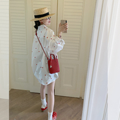 金苏一 衬衣薄外套 白色长袖 红色爱心刺绣廓形衬衫 女2026春夏韩版