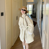 系带小个子中长款 韩版 纯色外套潮 一粒扣天丝风衣2026春季 金苏一