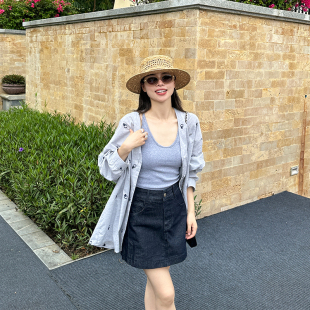 金苏一 爱心刺绣防晒衬衫女2026夏季韩版宽松小个子薄款外套上衣