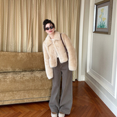 韩版 金苏一 100羊毛皮毛一体外套2025冬季 小个子毛毛棉衣保暖外套