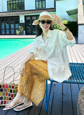 金苏一 黄色碎花半身裙女2026夏季韩版高腰显瘦a字裙chic裙子潮