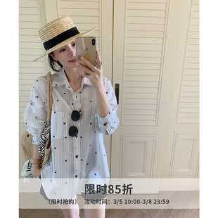 金苏一 3.5号10点八五折上新 爱心刺绣条纹白衬衫