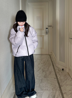 金苏一 紫色连帽羽绒服冬季韩版宽松加厚小个子90白鸭绒面包服潮