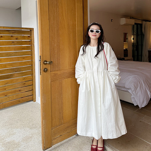 金苏一 白色公主风风衣女2026春秋韩版收腰过膝长款外套温柔大衣