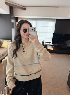 金苏一 燕麦米羊毛毛衣女2026春秋韩版宽松加厚长袖针织衫上衣潮