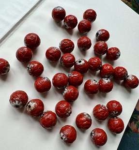 创汇景漆结合珠子，雕漆珠子，铜胎雕漆景泰蓝双工艺精品老珠子