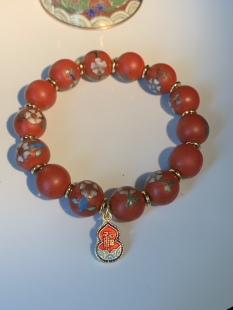 创汇时期漆器景泰蓝双工艺手串、景泰蓝手镯、雕漆手镯、漆景结合