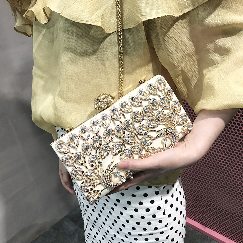 新款奢华晚宴镶钻女包银色钻石晚会手拿包名媛宴会手拿包礼服包包