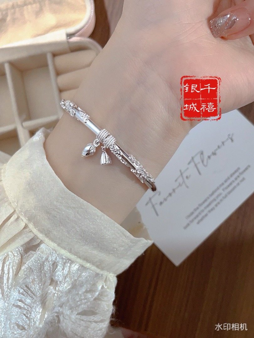 两世欢银手镯 足银9999繁花似锦纯银实心推拉银饰品流苏简约手环,饰品/流行首饰/时尚饰品新,银饰手镯,淘宝优惠券,粉丝福利购,淘宝优惠卷
