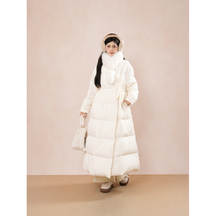 漫暖织羽 冬季外套女2025新款保暖高级感百搭气质毛领长款棉服