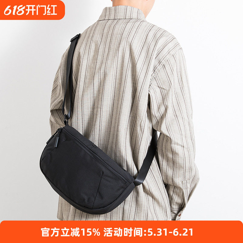 日系工装风男士斜挎包帆布休闲街头潮流多功能胸包运动单肩骑行包